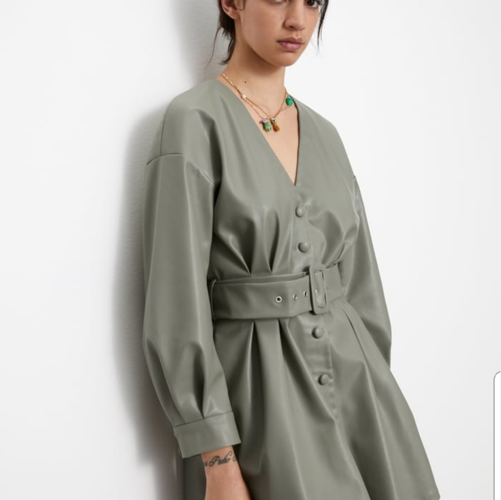 ZARA Faux Leather Dress Sz L